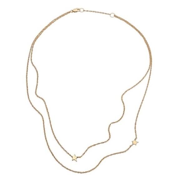NEW Jennifer Zeuner Double Star Necklace - Gold - Picture 1 of 7